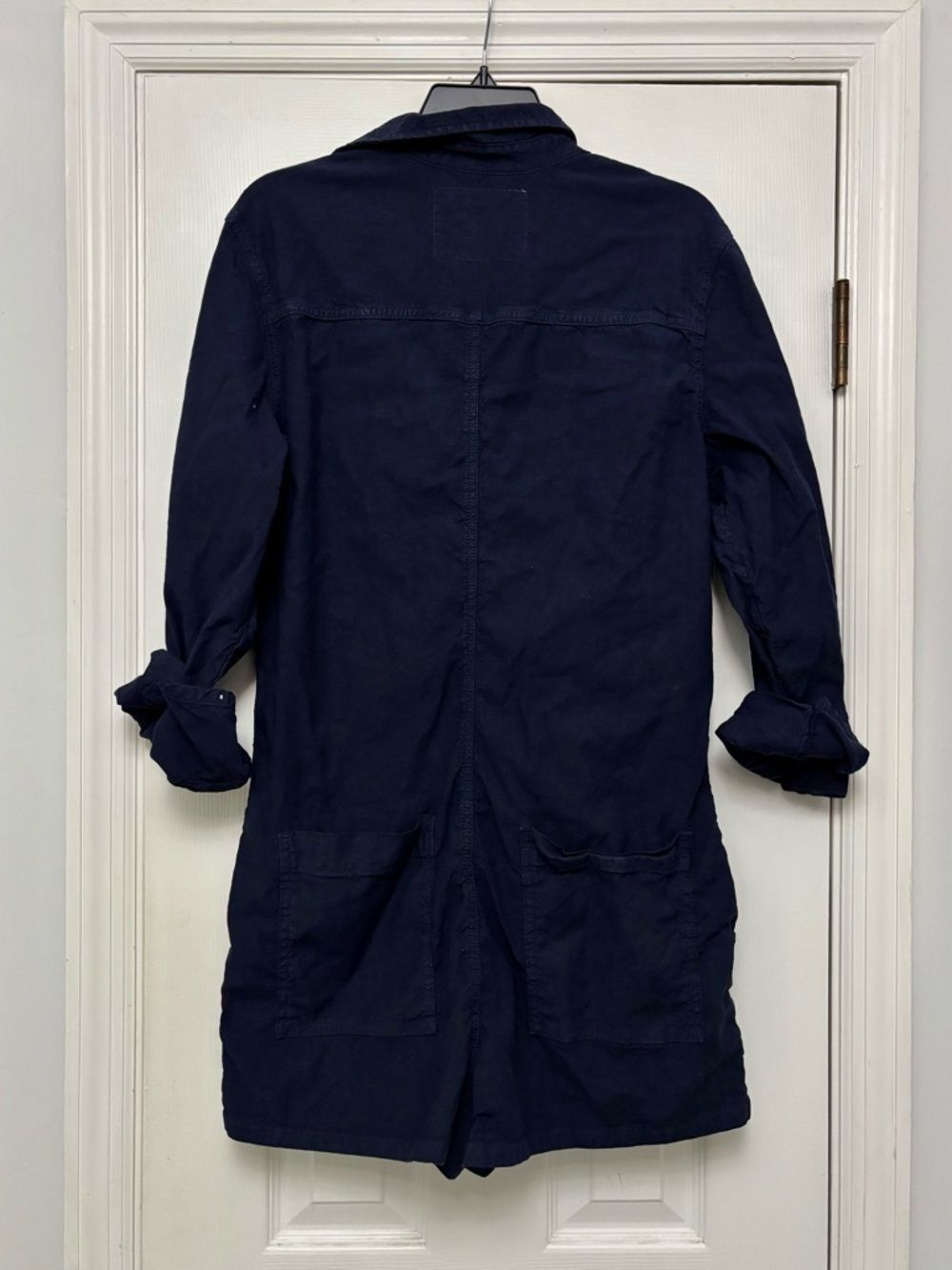 Frank and Eileen Ireland Playsuit Romper Shortalls Linen Cotton Blend Navy M - Picture 5 of 7